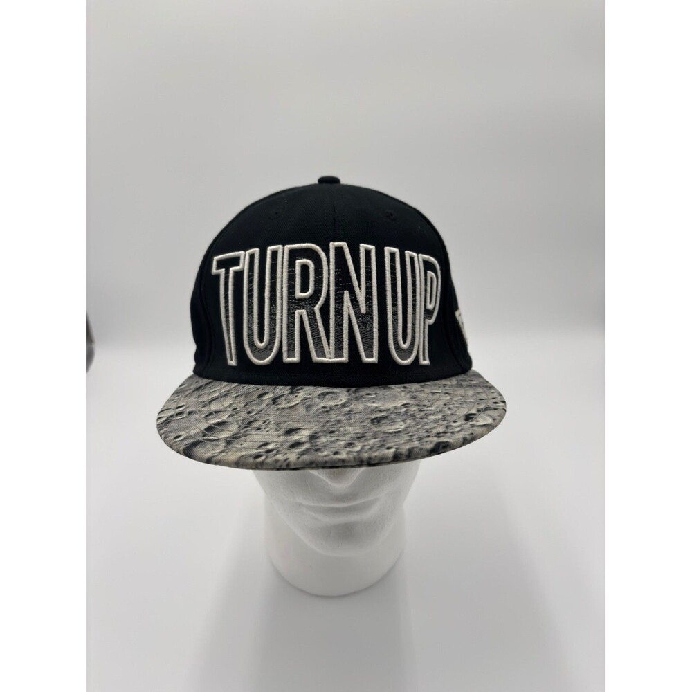 Cayler & Sons Turn Up Flat Bill Strapback Hat Black Moon Print Streetwear